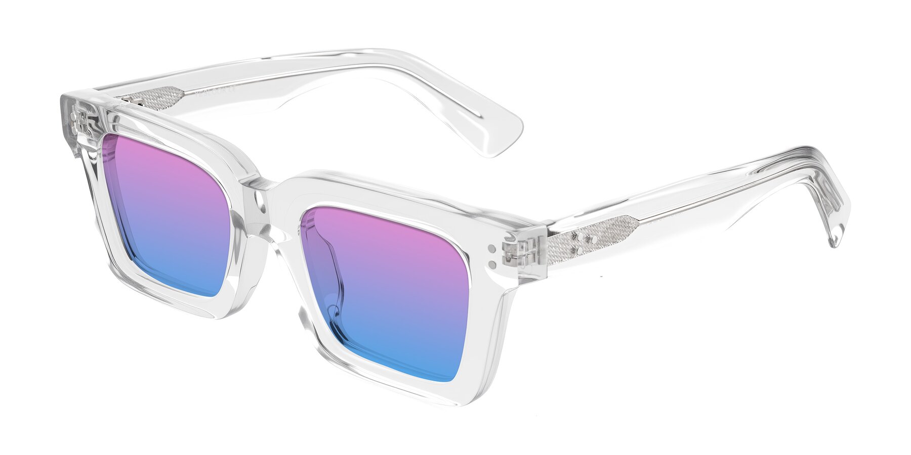 Angle of Izael in Clear with Pink / Blue Gradient Lenses