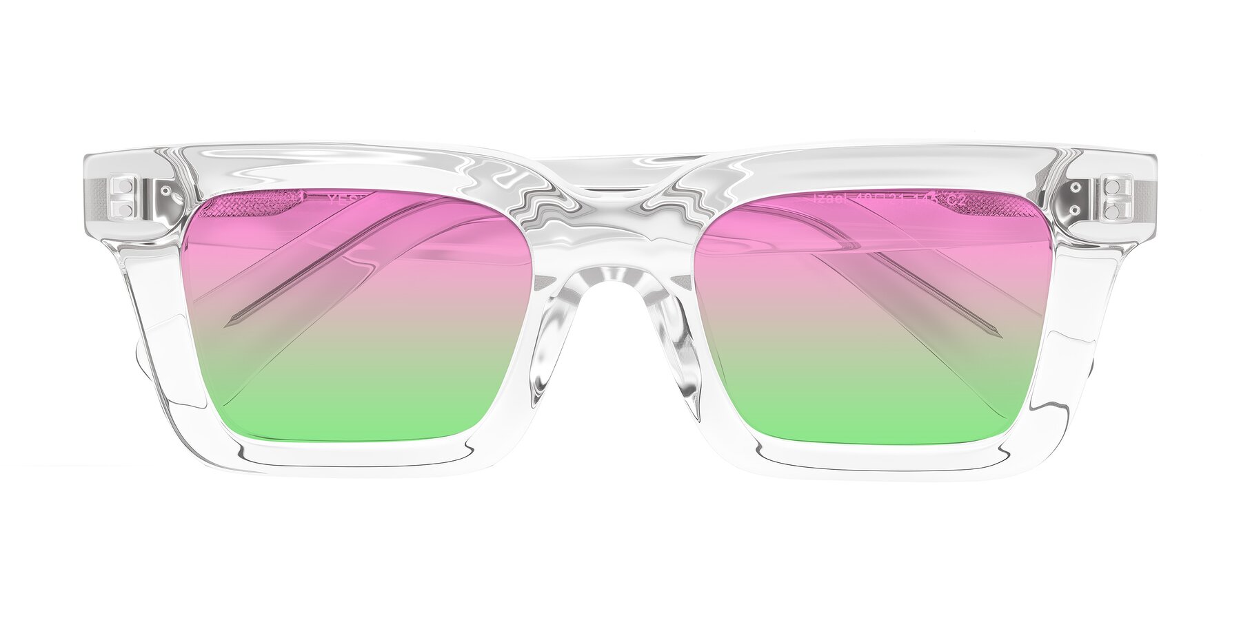 Folded Front of Izael in Clear with Pink / Green Gradient Lenses