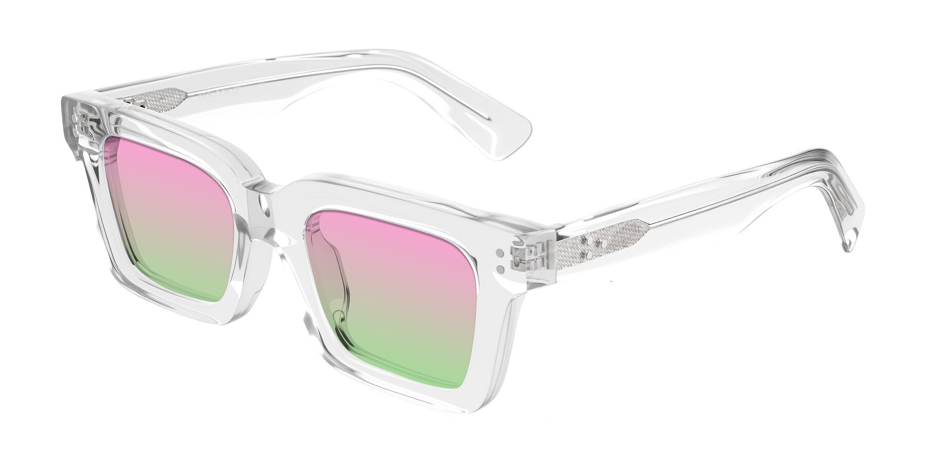 Angle of Izael in Clear with Pink / Green Gradient Lenses