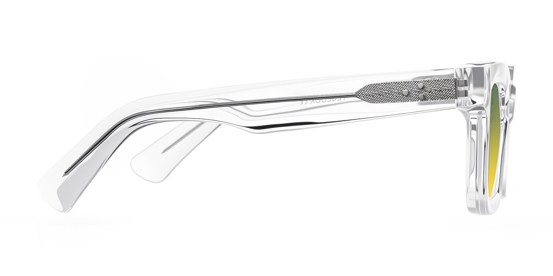 Side of Izael in Clear with Green / Yellow Gradient Lenses