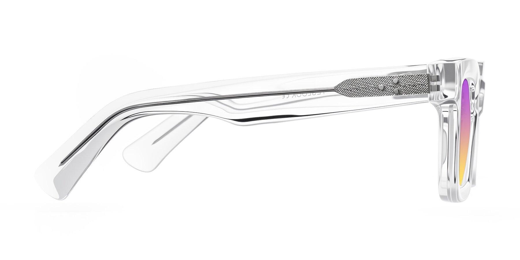 Side of Izael in Clear with Purple / Yellow Gradient Lenses