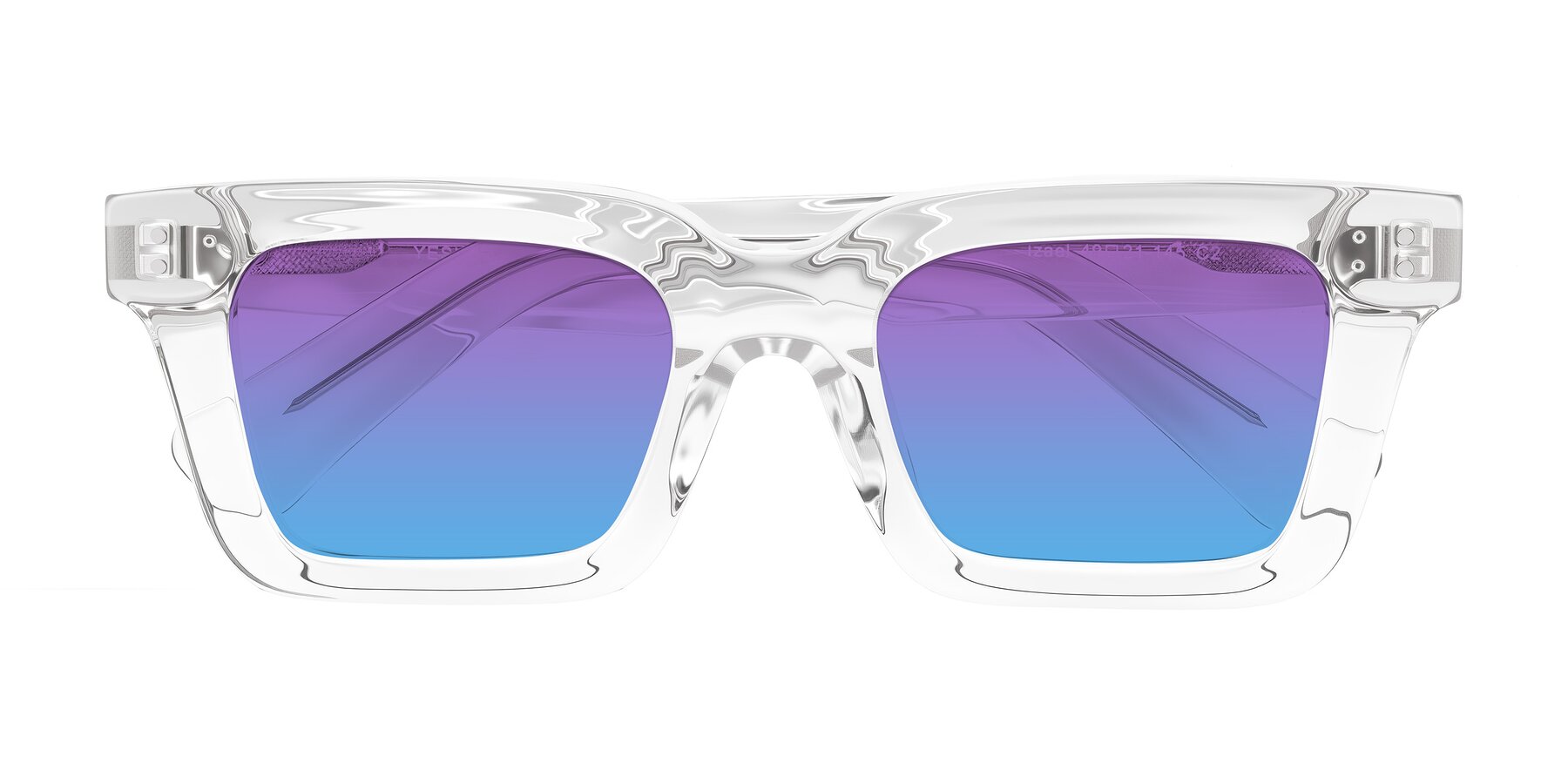 Folded Front of Izael in Clear with Purple / Blue Gradient Lenses