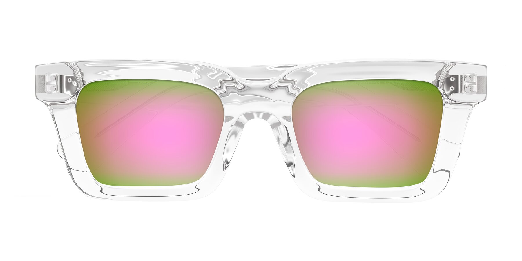 Folded Front of Izael in Clear with Pink Mirrored Lenses