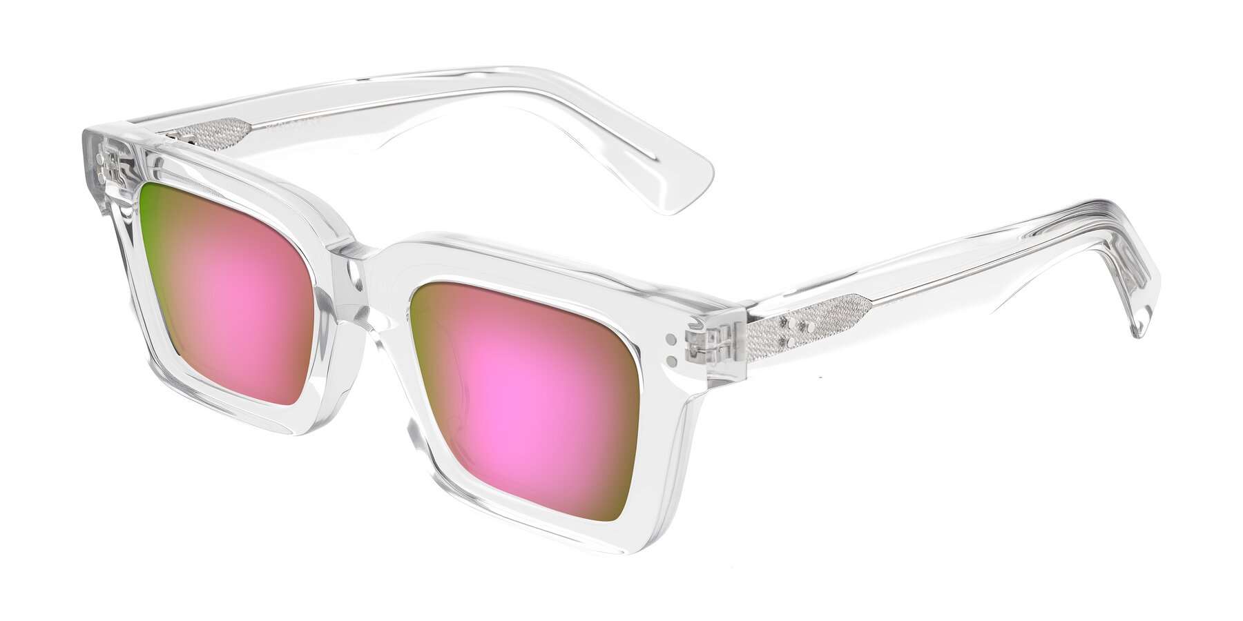 Angle of Izael in Clear with Pink Mirrored Lenses
