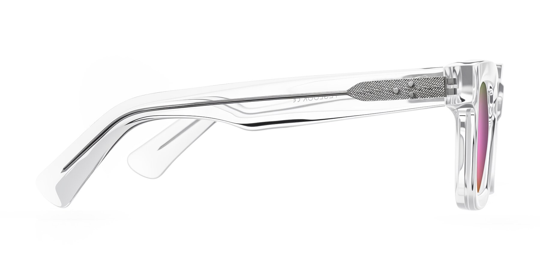 Side of Izael in Clear with Pink Mirrored Lenses