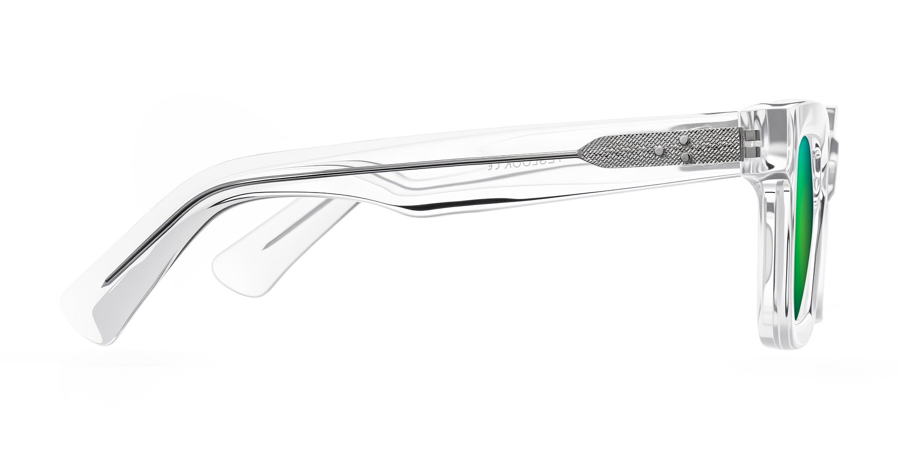 Side of Izael in Clear with Green Mirrored Lenses