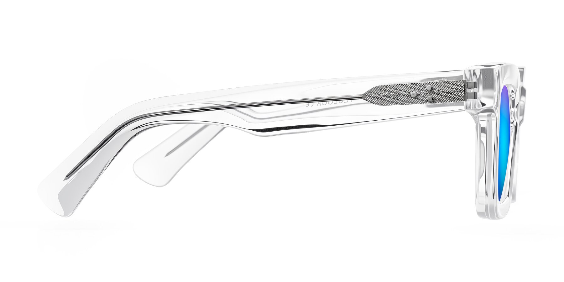 Side of Izael in Clear with Blue Mirrored Lenses