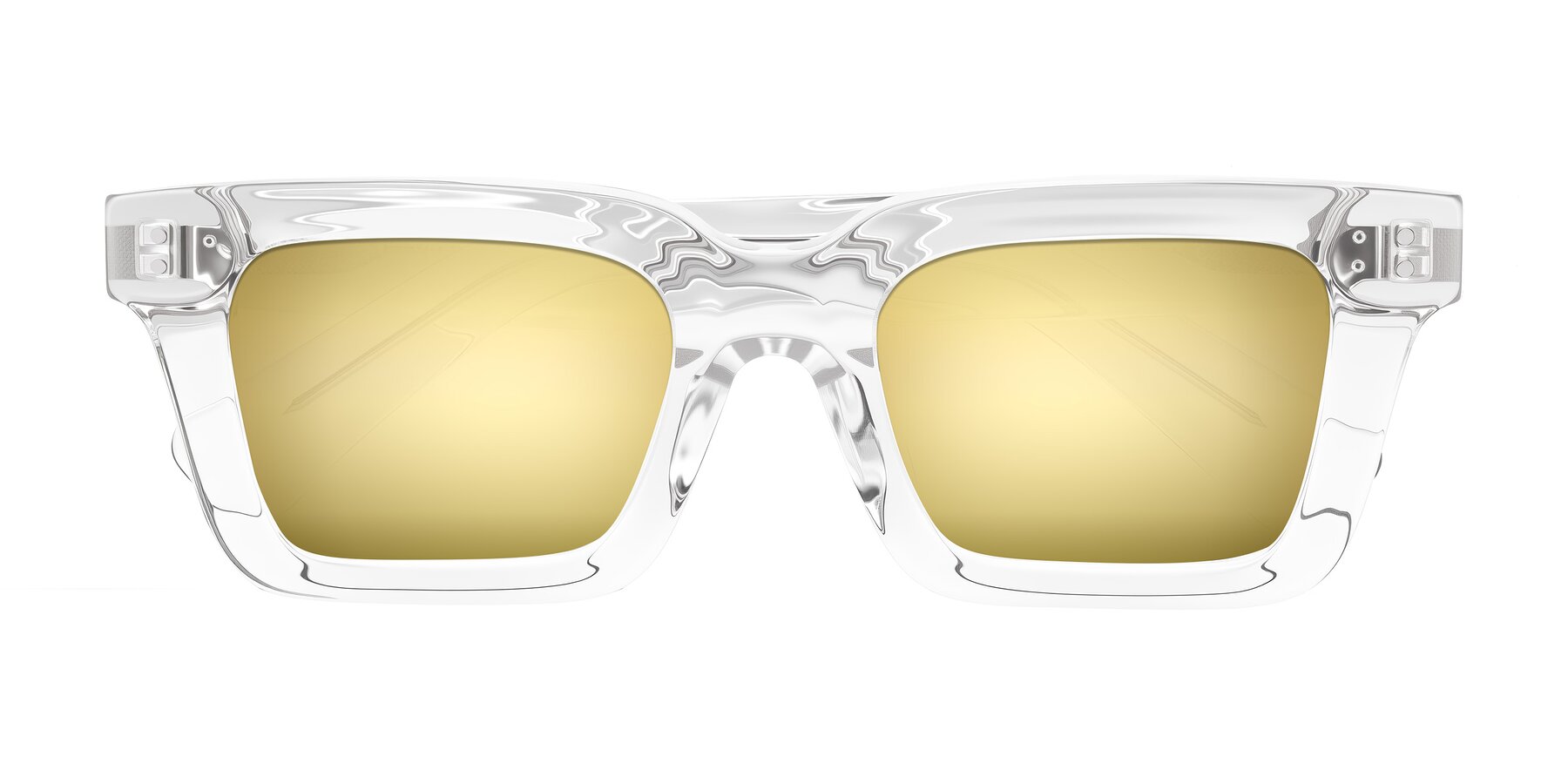 Folded Front of Izael in Clear with Gold Mirrored Lenses
