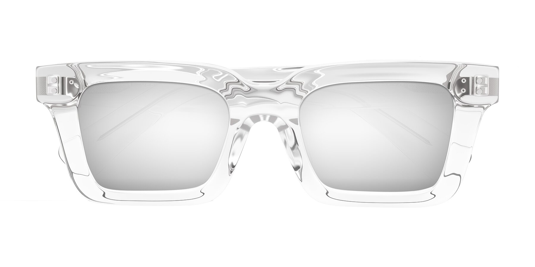 Folded Front of Izael in Clear with Silver Mirrored Lenses