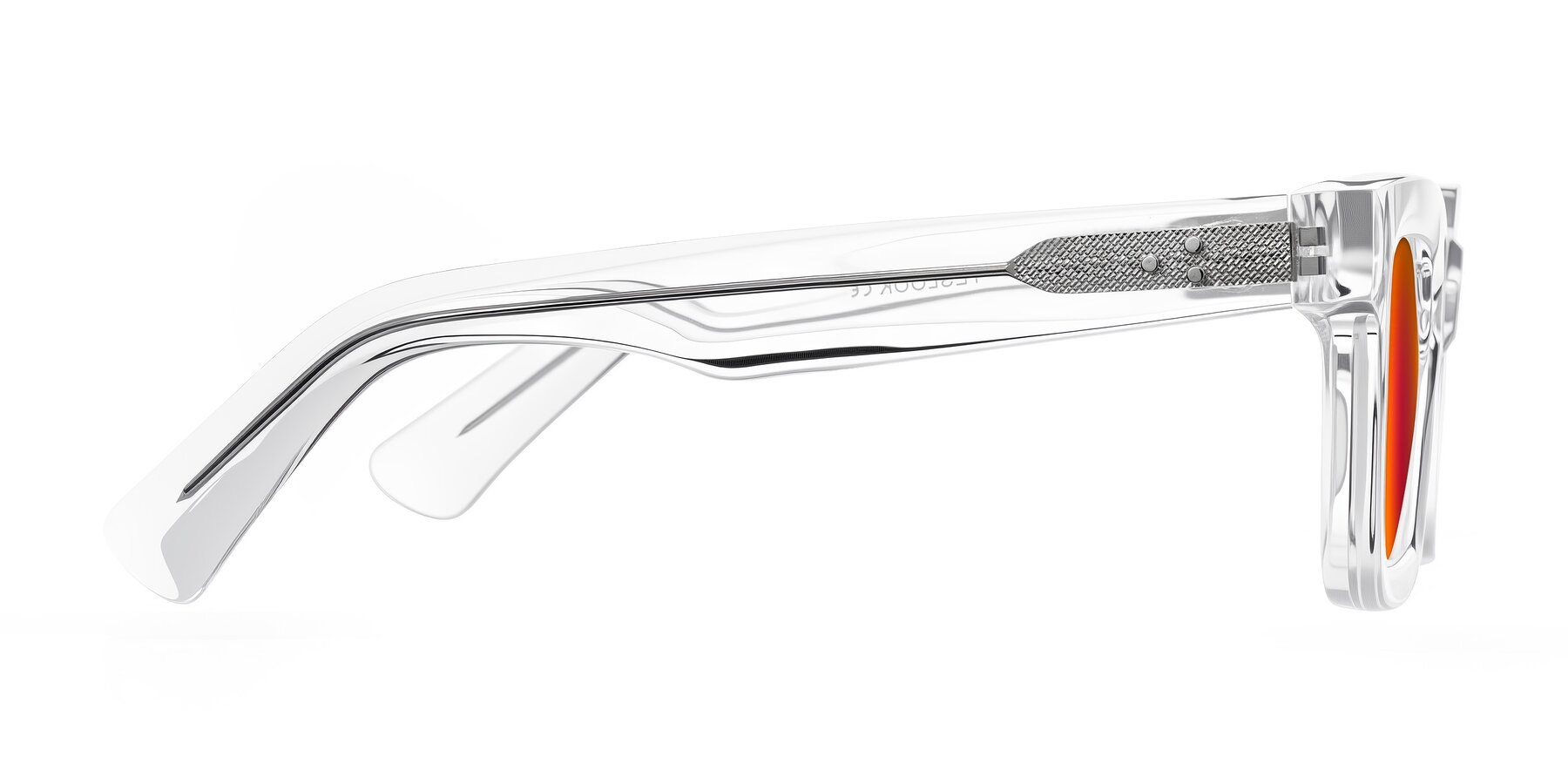 Side of Izael in Clear with Red Gold Mirrored Lenses