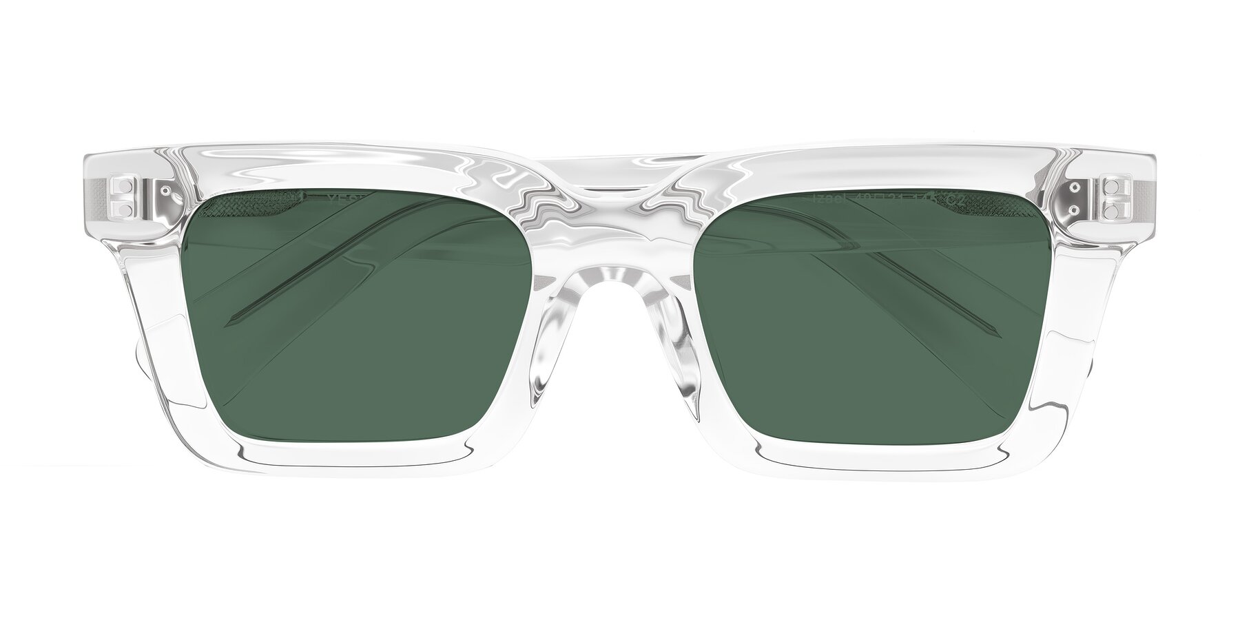 Folded Front of Izael in Clear with Green Polarized Lenses