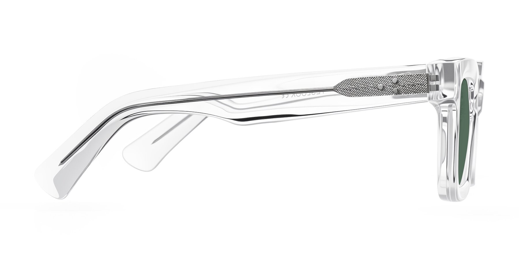 Side of Izael in Clear with Green Polarized Lenses