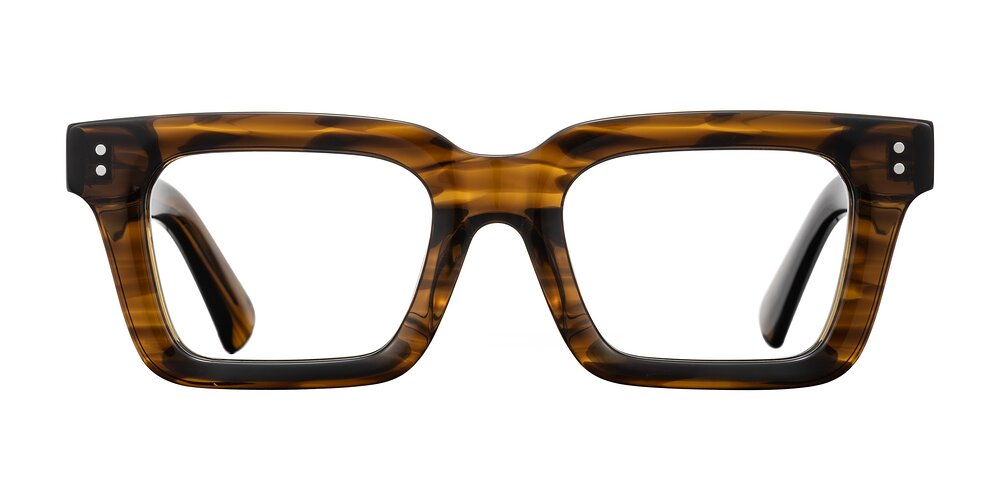Izael - Dark Brown Striped Eyeglasses