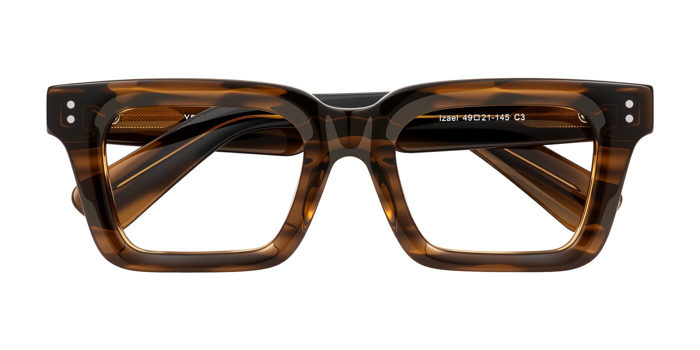Izael - Dark Brown Striped Reading Glasses
