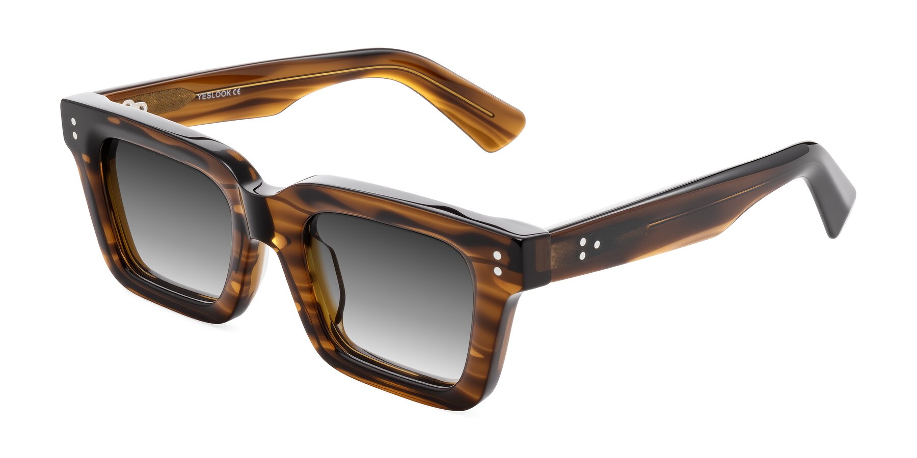 Angle of Izael in Dark Brown Striped with Gray Gradient Lenses