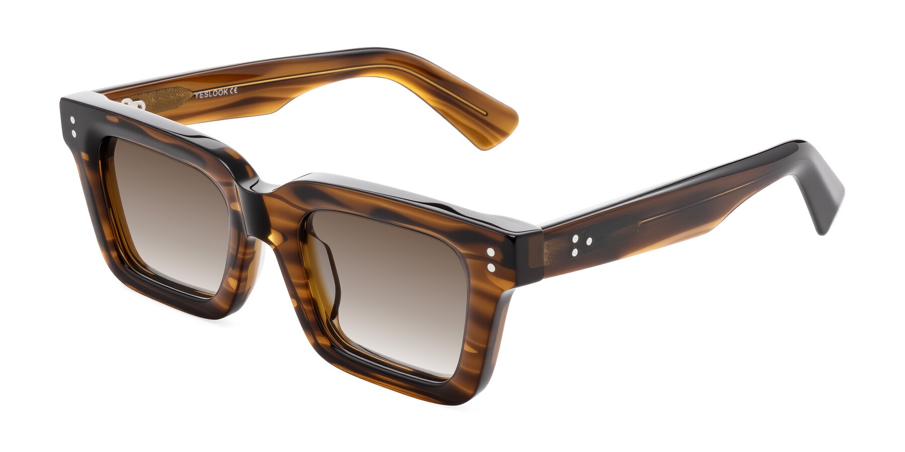 Angle of Izael in Dark Brown Striped with Brown Gradient Lenses