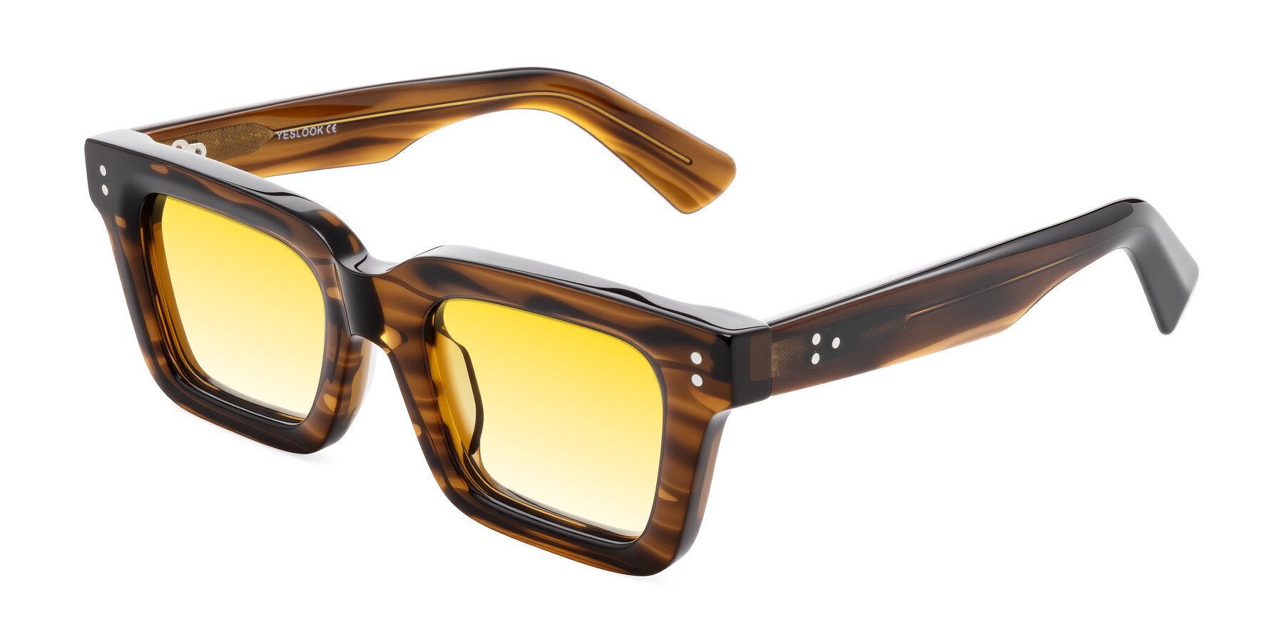 Angle of Izael in Dark Brown Striped with Yellow Gradient Lenses