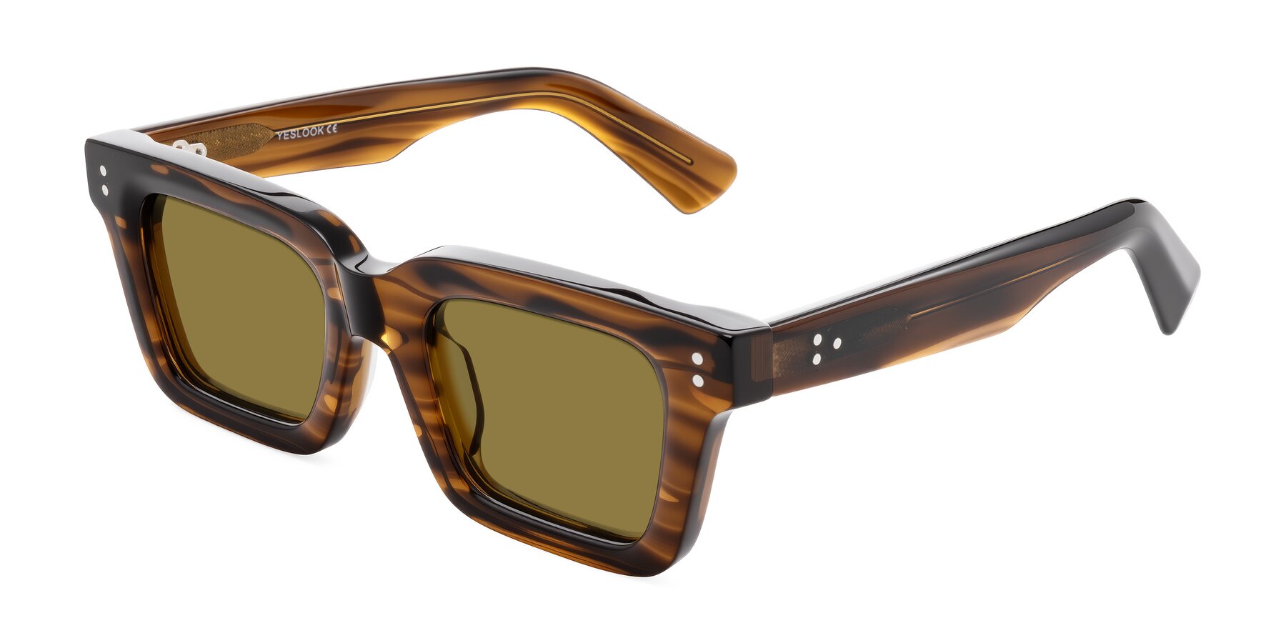 Angle of Izael in Dark Brown Striped with Brown Polarized Lenses