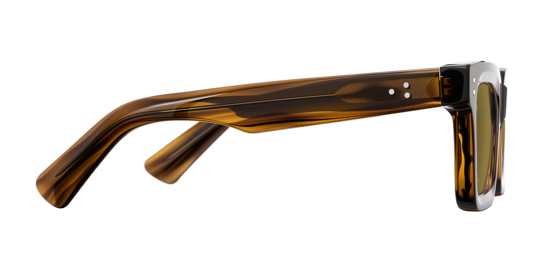 Side of Izael in Dark Brown Striped with Brown Polarized Lenses