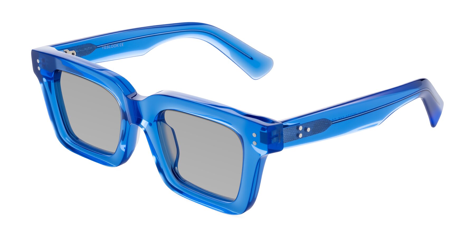 Angle of Izael in Transparent Blue with Light Gray Tinted Lenses