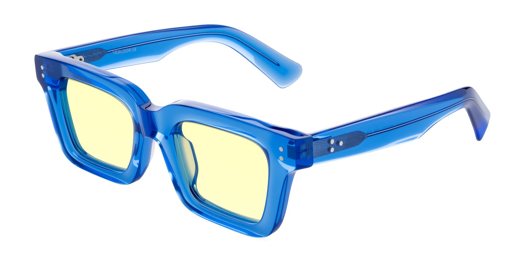 Angle of Izael in Transparent Blue with Light Yellow Tinted Lenses