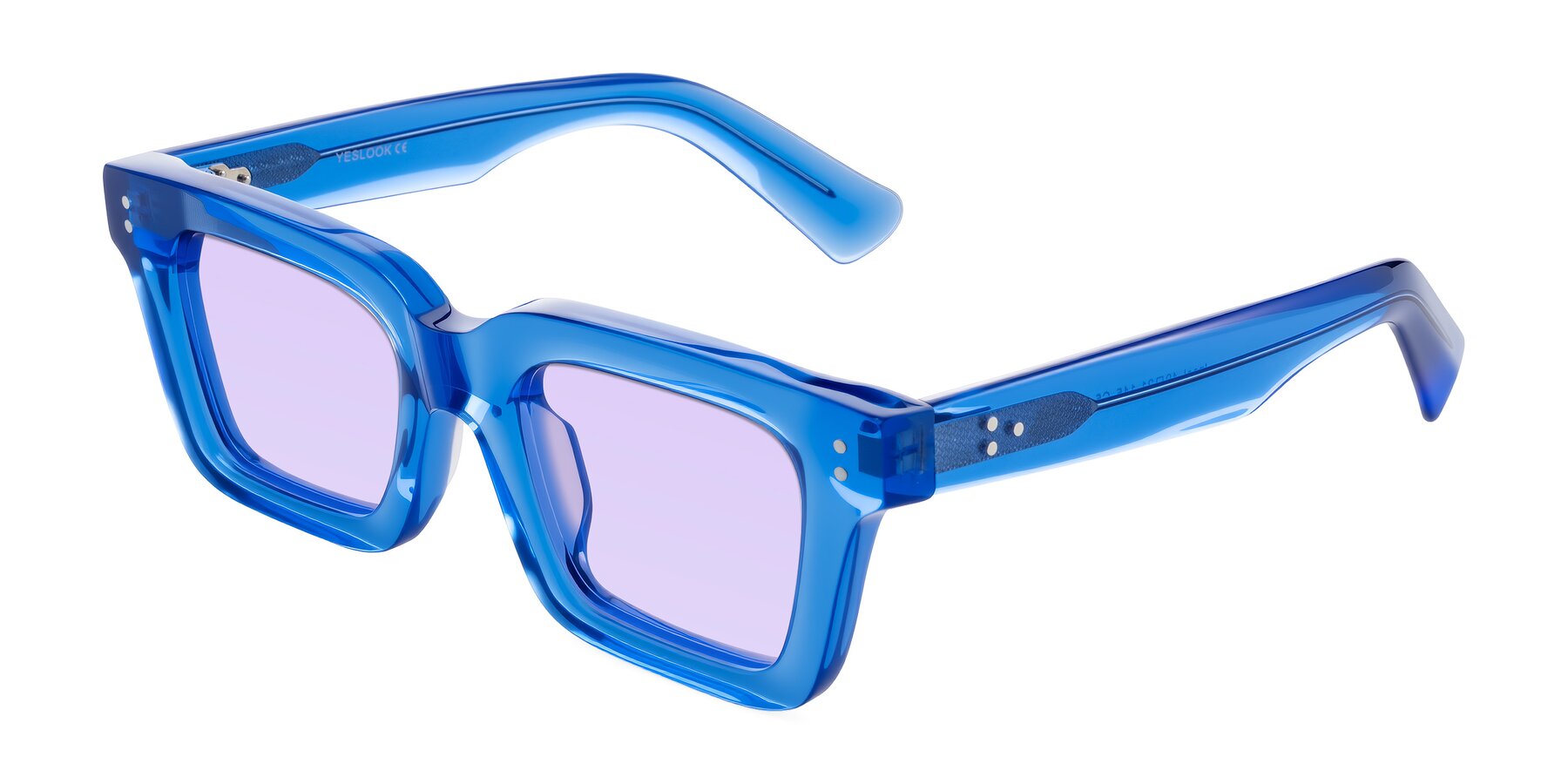 Angle of Izael in Transparent Blue with Light Purple Tinted Lenses