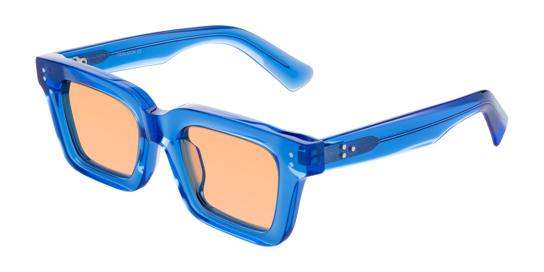 Angle of Izael in Transparent Blue with Light Orange Tinted Lenses