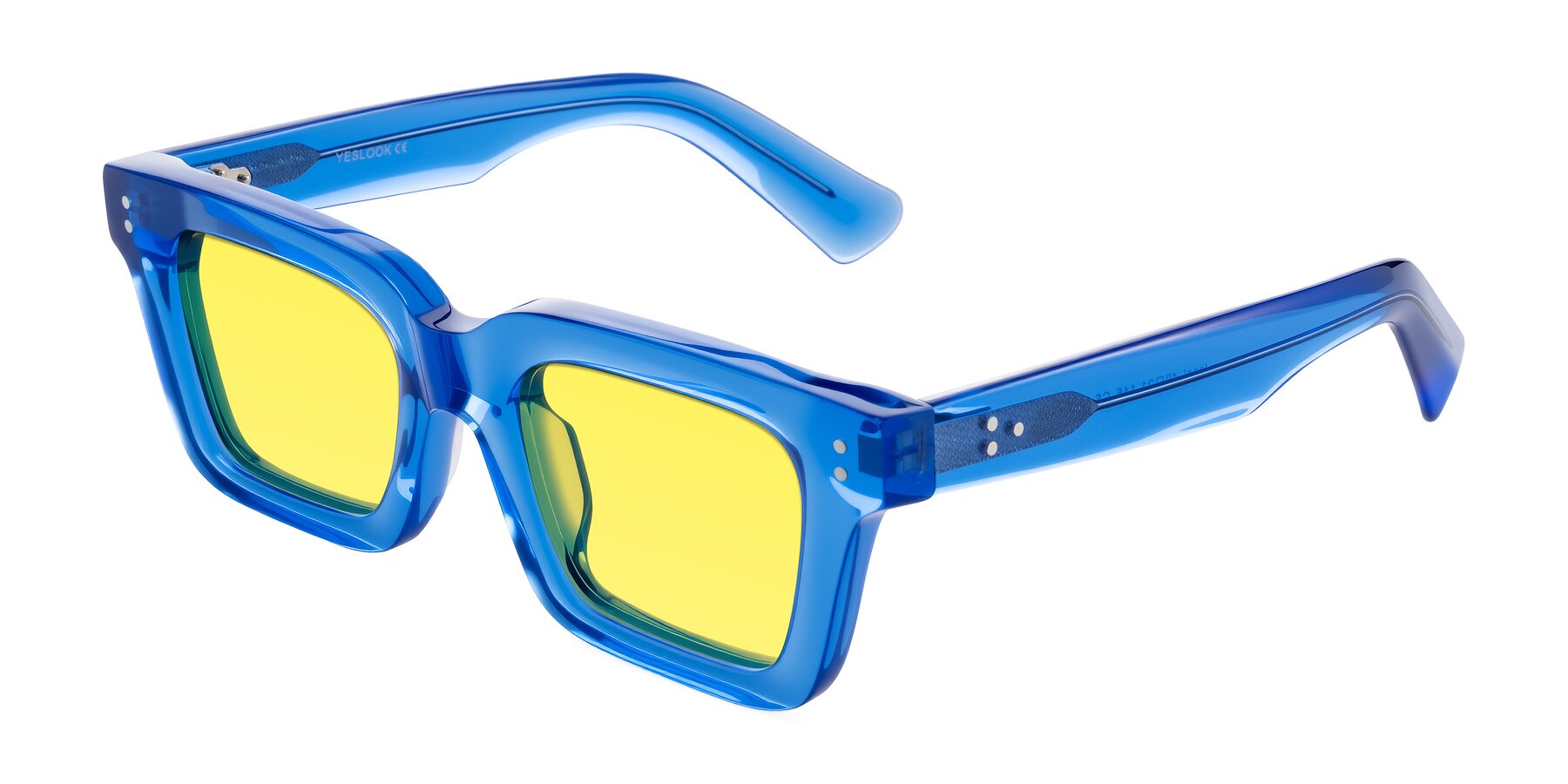Angle of Izael in Transparent Blue with Medium Yellow Tinted Lenses