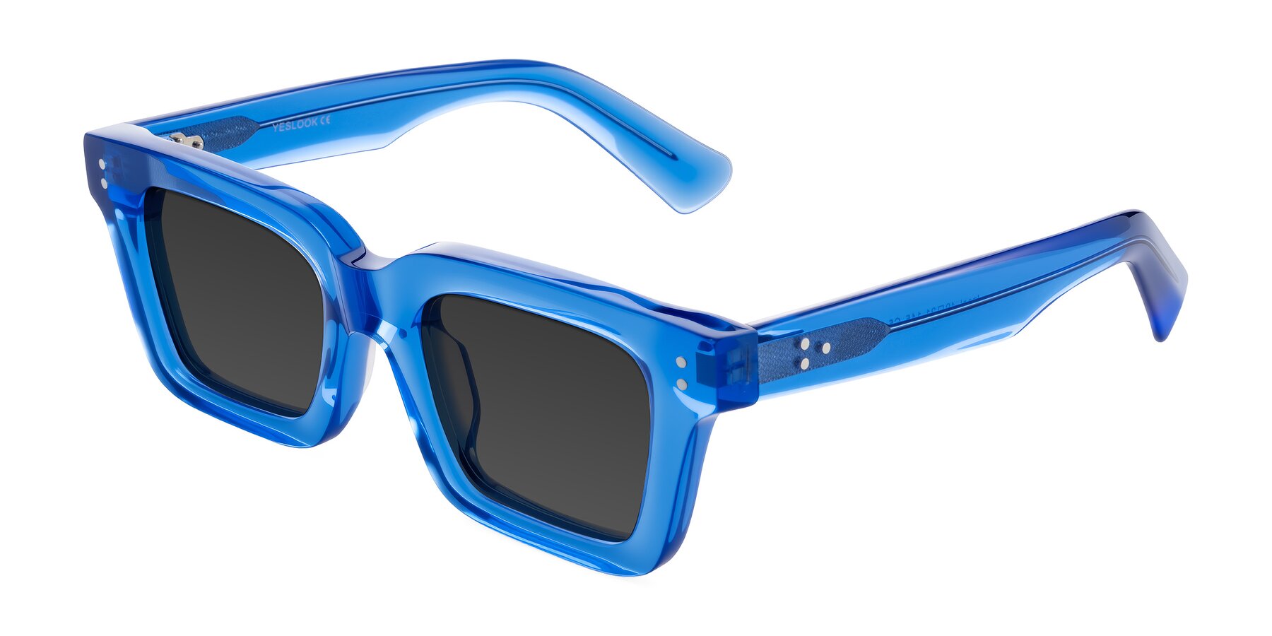Angle of Izael in Transparent Blue with Gray Tinted Lenses