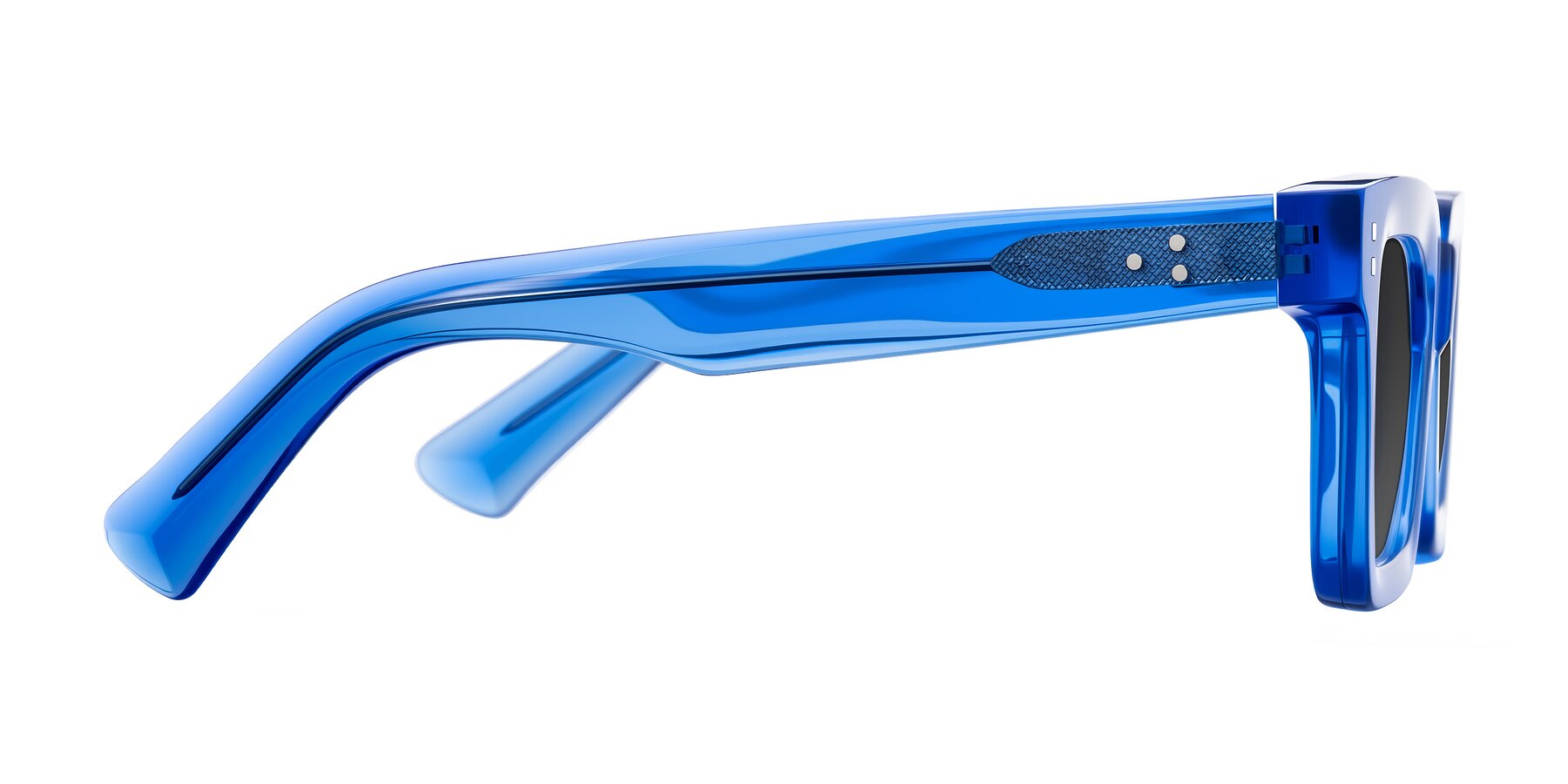 Side of Izael in Transparent Blue with Gray Tinted Lenses