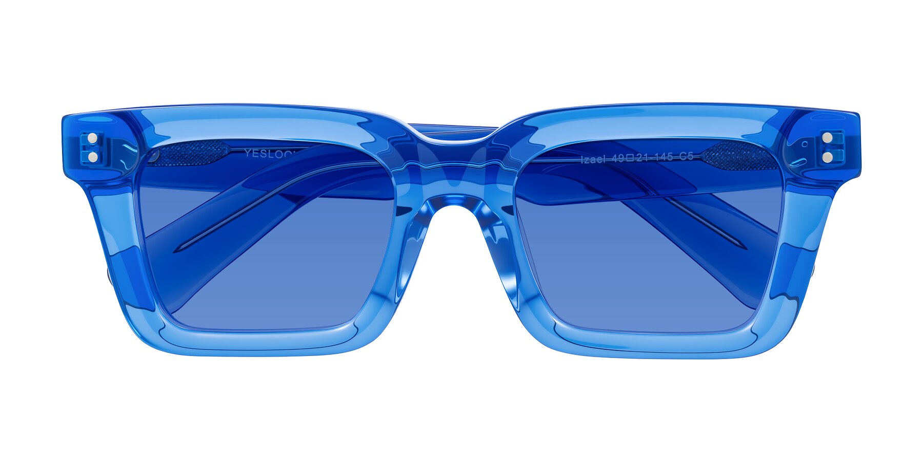 Folded Front of Izael in Transparent Blue with Blue Tinted Lenses
