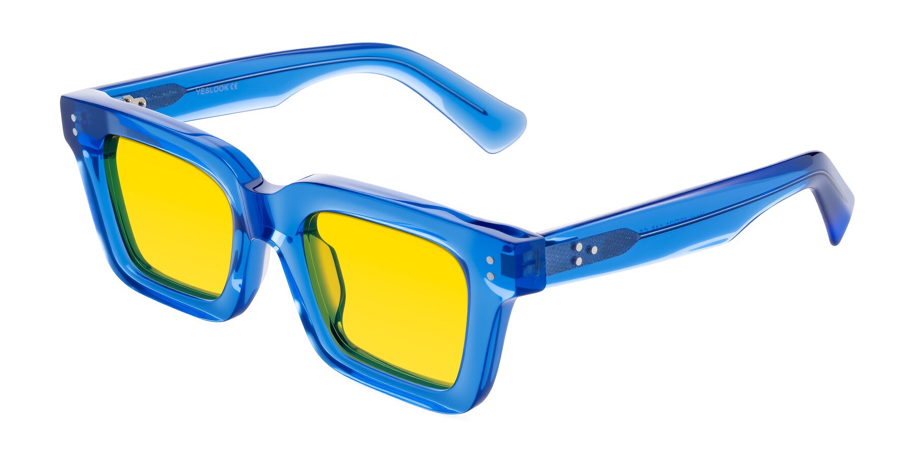 Angle of Izael in Transparent Blue with Yellow Tinted Lenses