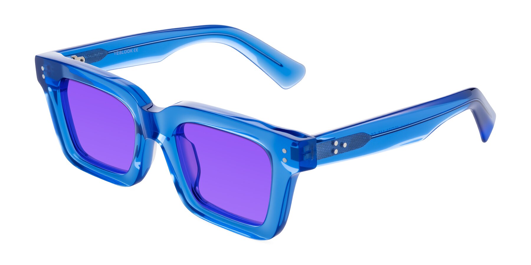 Angle of Izael in Transparent Blue with Purple Tinted Lenses