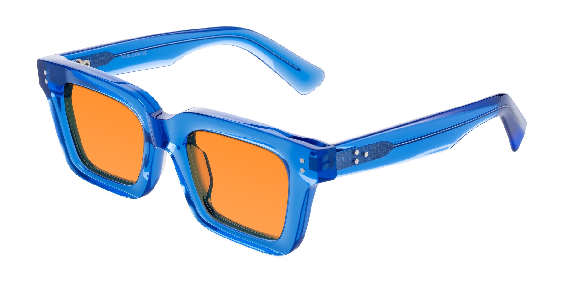 Angle of Izael in Transparent Blue with Orange Tinted Lenses