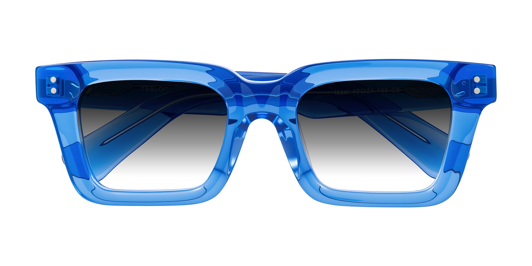 Folded Front of Izael in Transparent Blue with Gray Gradient Lenses