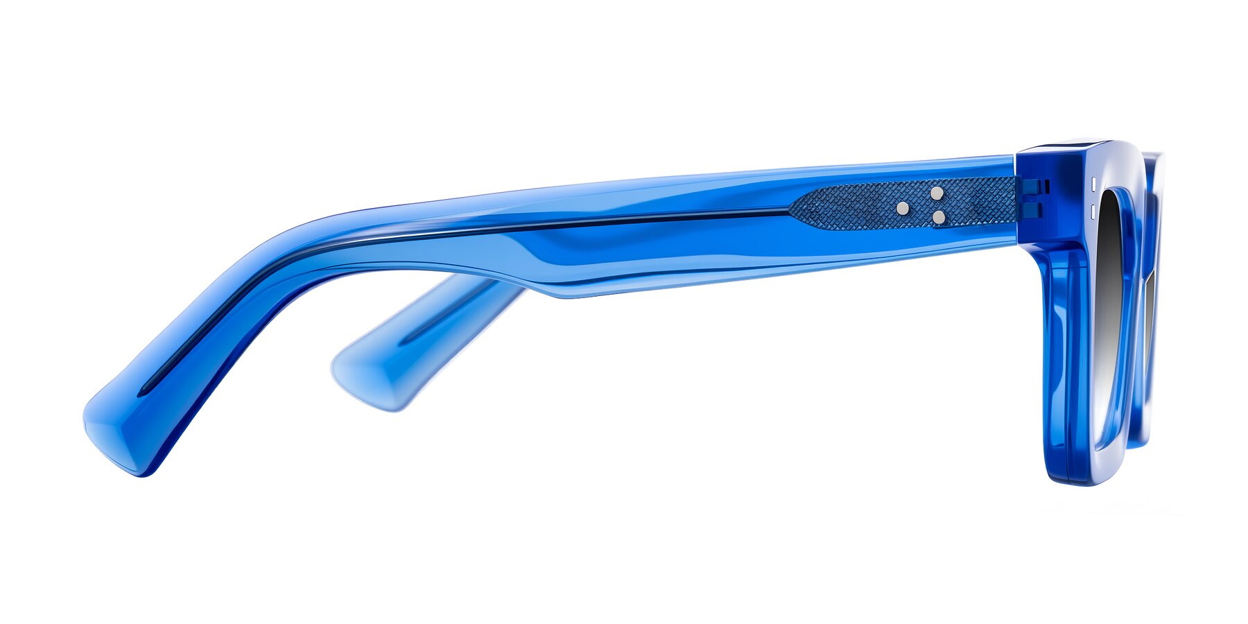 Side of Izael in Transparent Blue with Gray Gradient Lenses