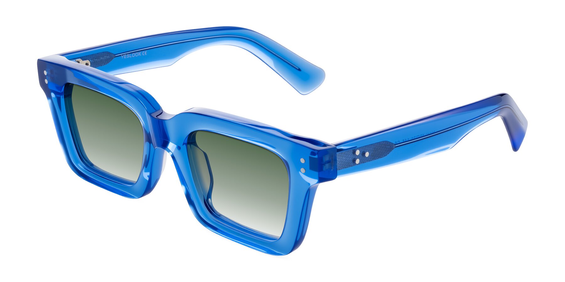 Angle of Izael in Transparent Blue with Green Gradient Lenses