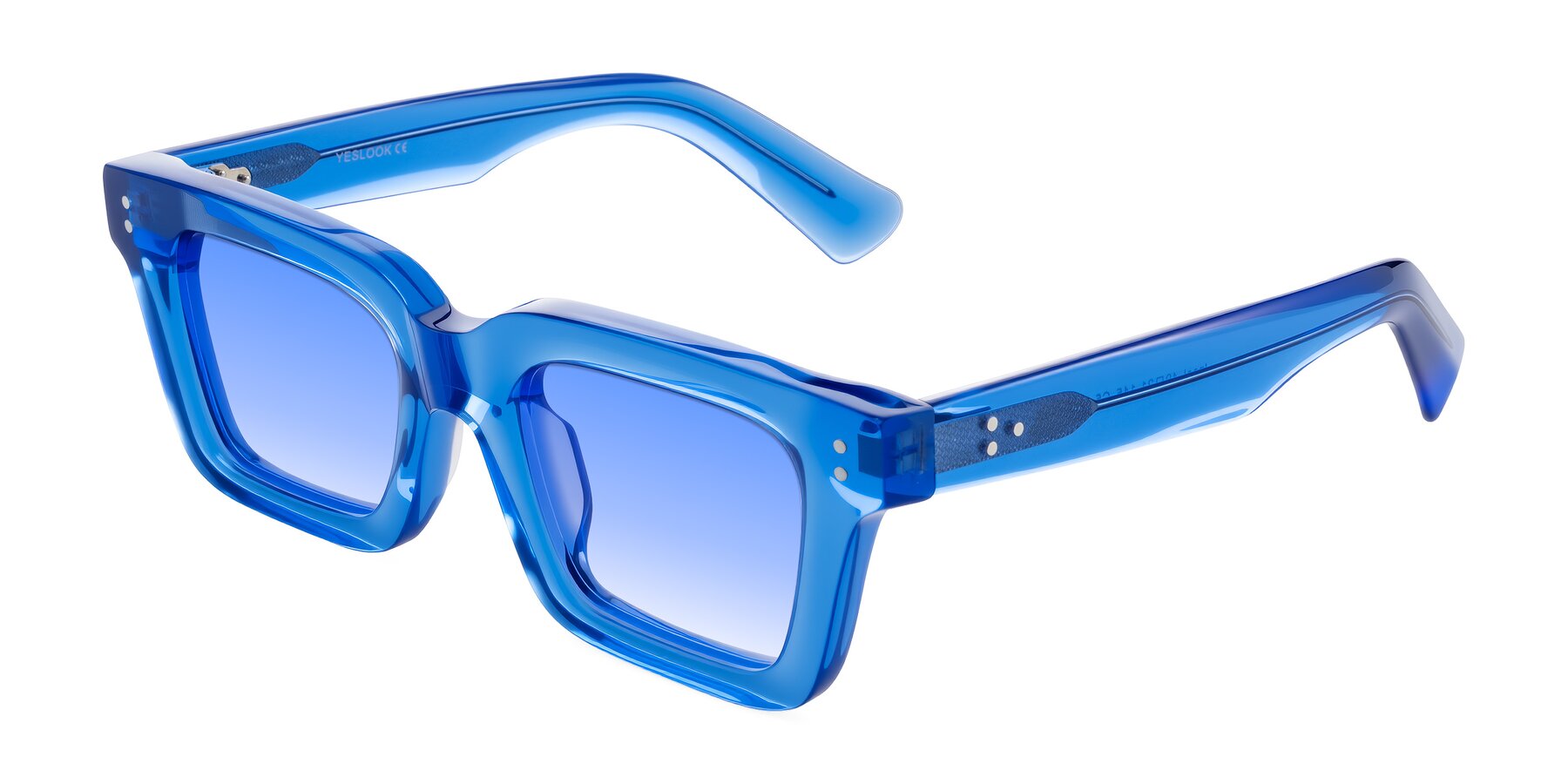 Angle of Izael in Transparent Blue with Blue Gradient Lenses