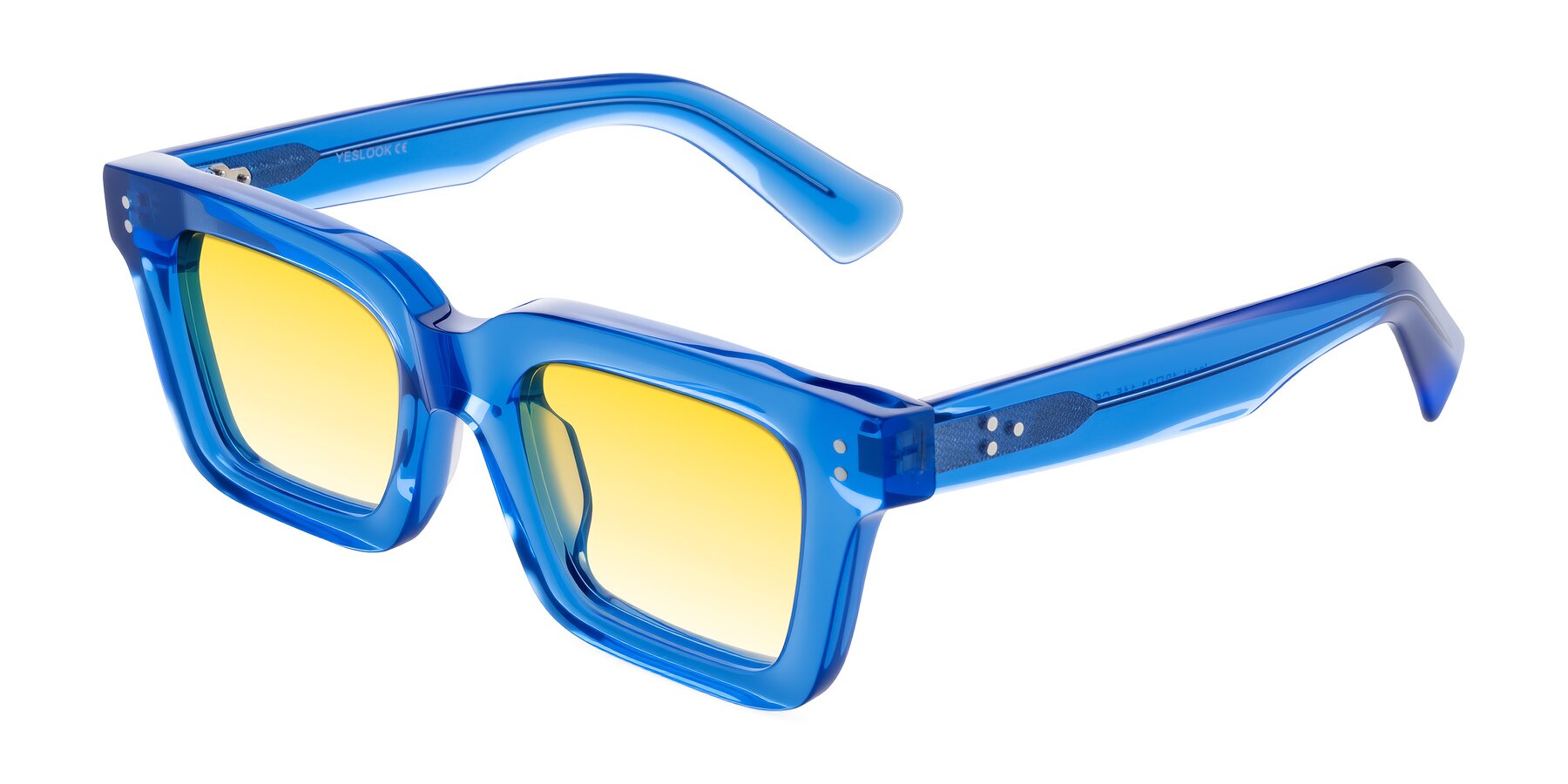 Angle of Izael in Transparent Blue with Yellow Gradient Lenses