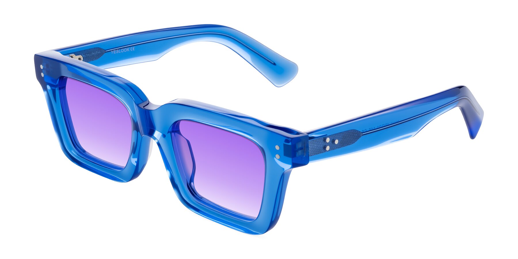 Angle of Izael in Transparent Blue with Purple Gradient Lenses