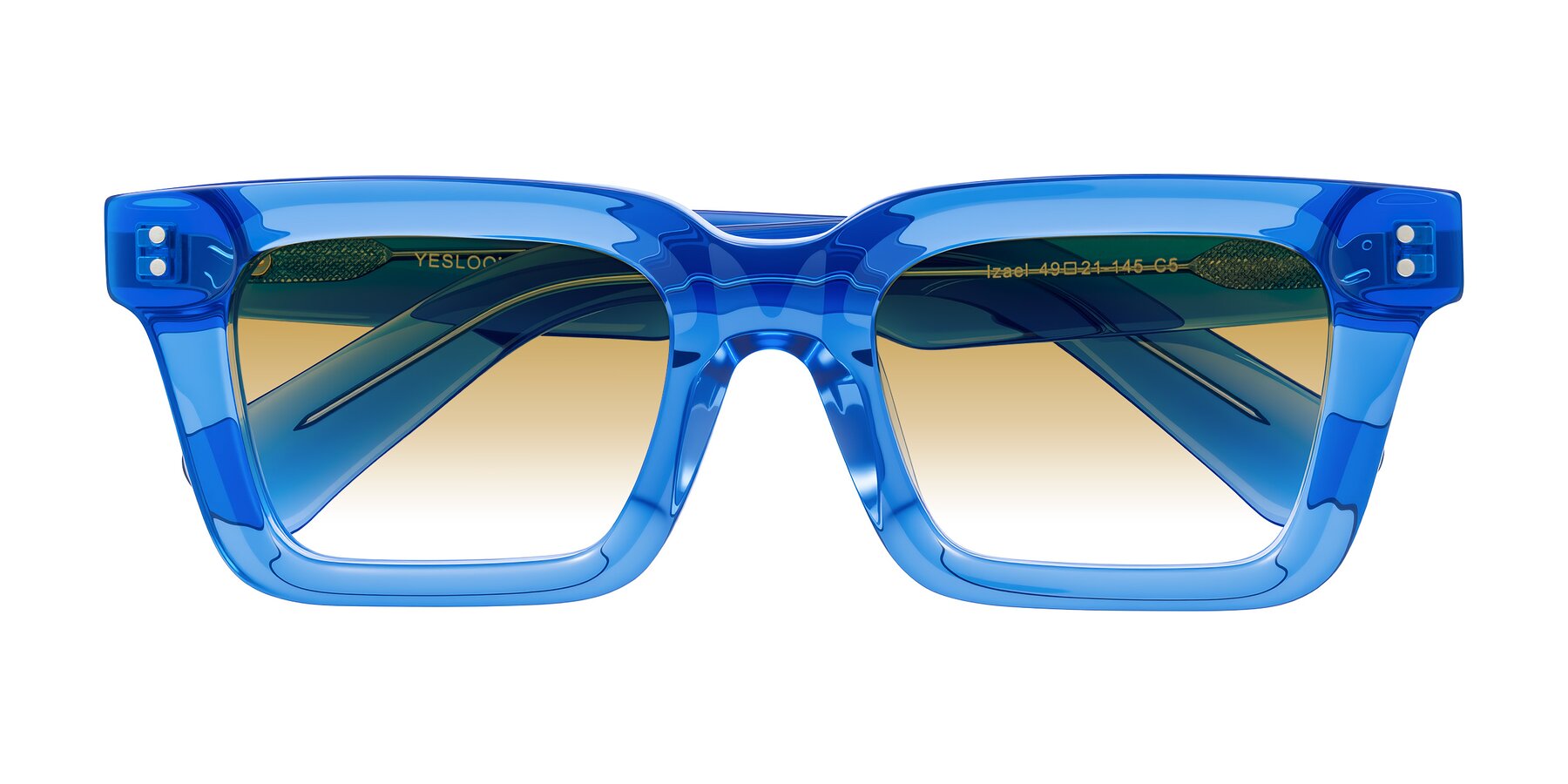 Folded Front of Izael in Transparent Blue with Champagne Gradient Lenses