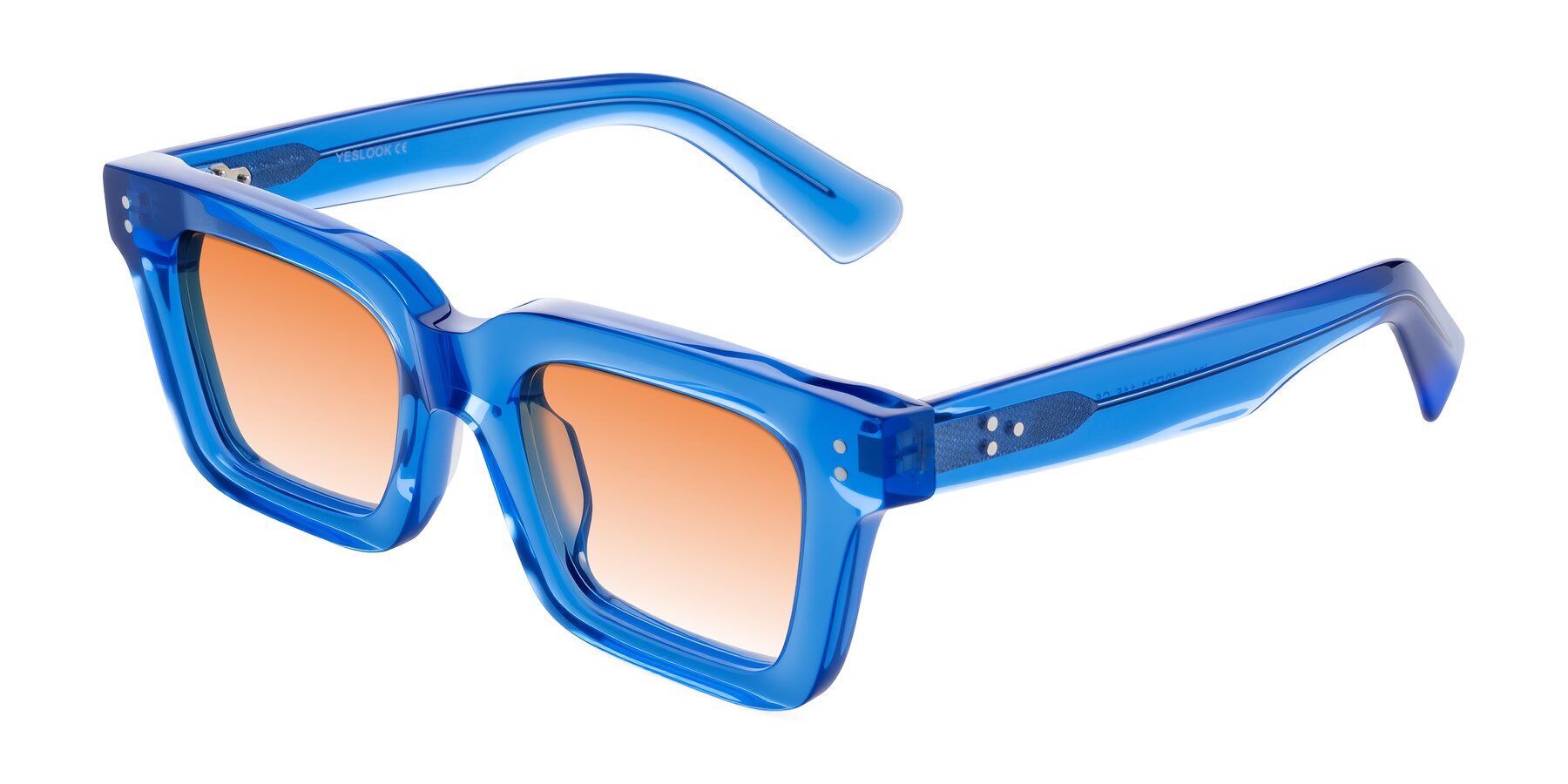 Angle of Izael in Transparent Blue with Orange Gradient Lenses