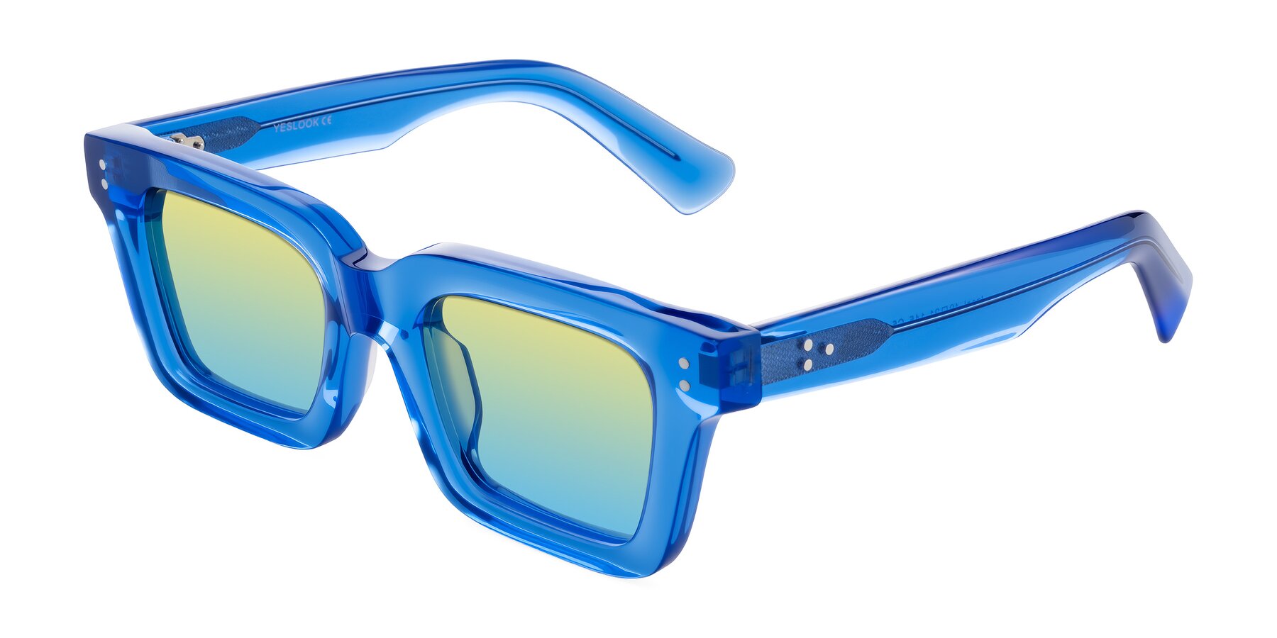 Angle of Izael in Transparent Blue with Yellow / Blue Gradient Lenses