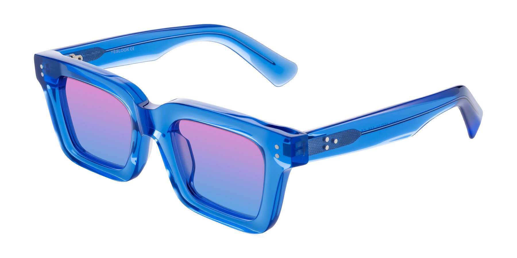 Angle of Izael in Transparent Blue with Pink / Blue Gradient Lenses