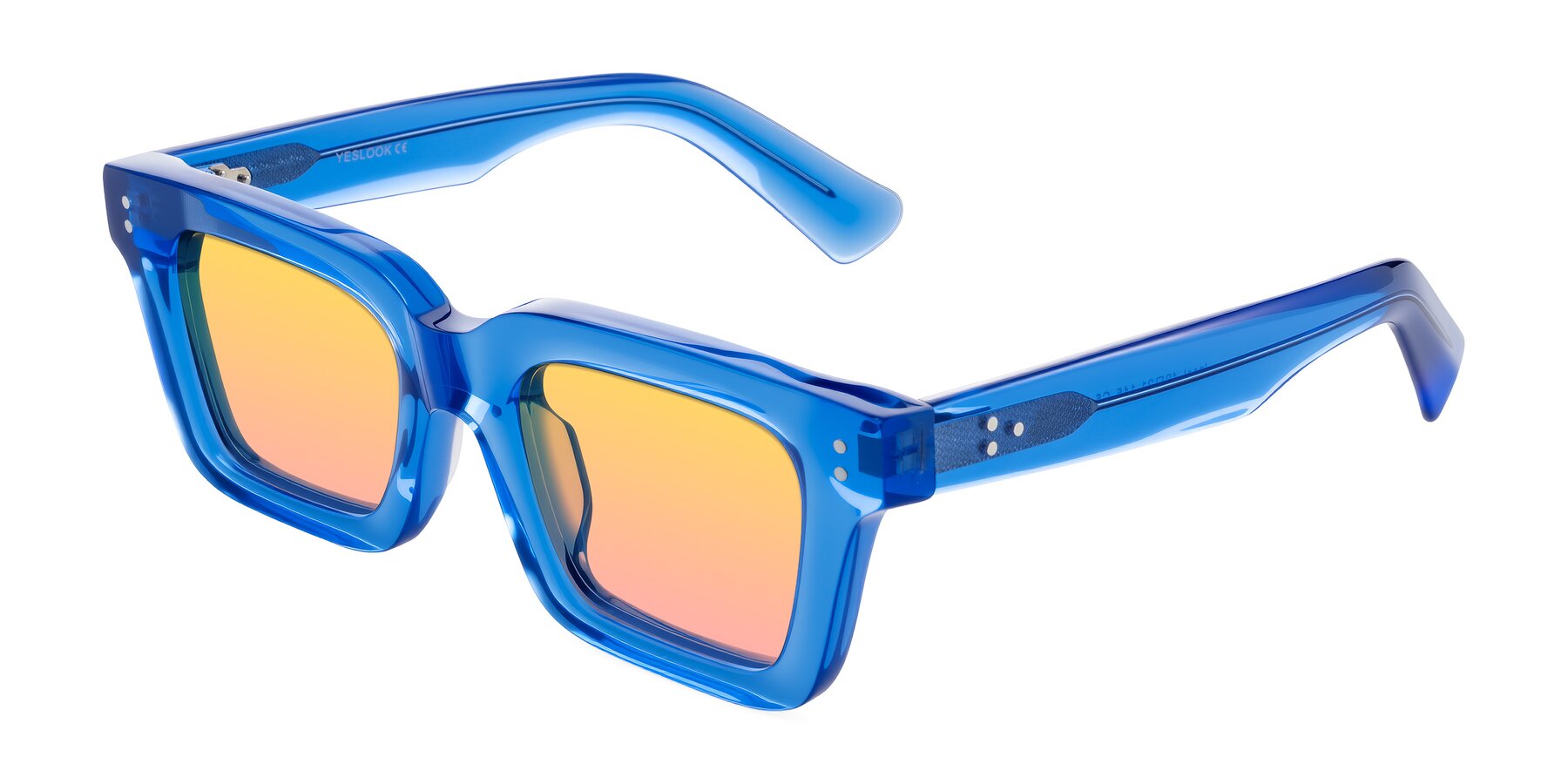 Angle of Izael in Transparent Blue with Yellow / Pink Gradient Lenses