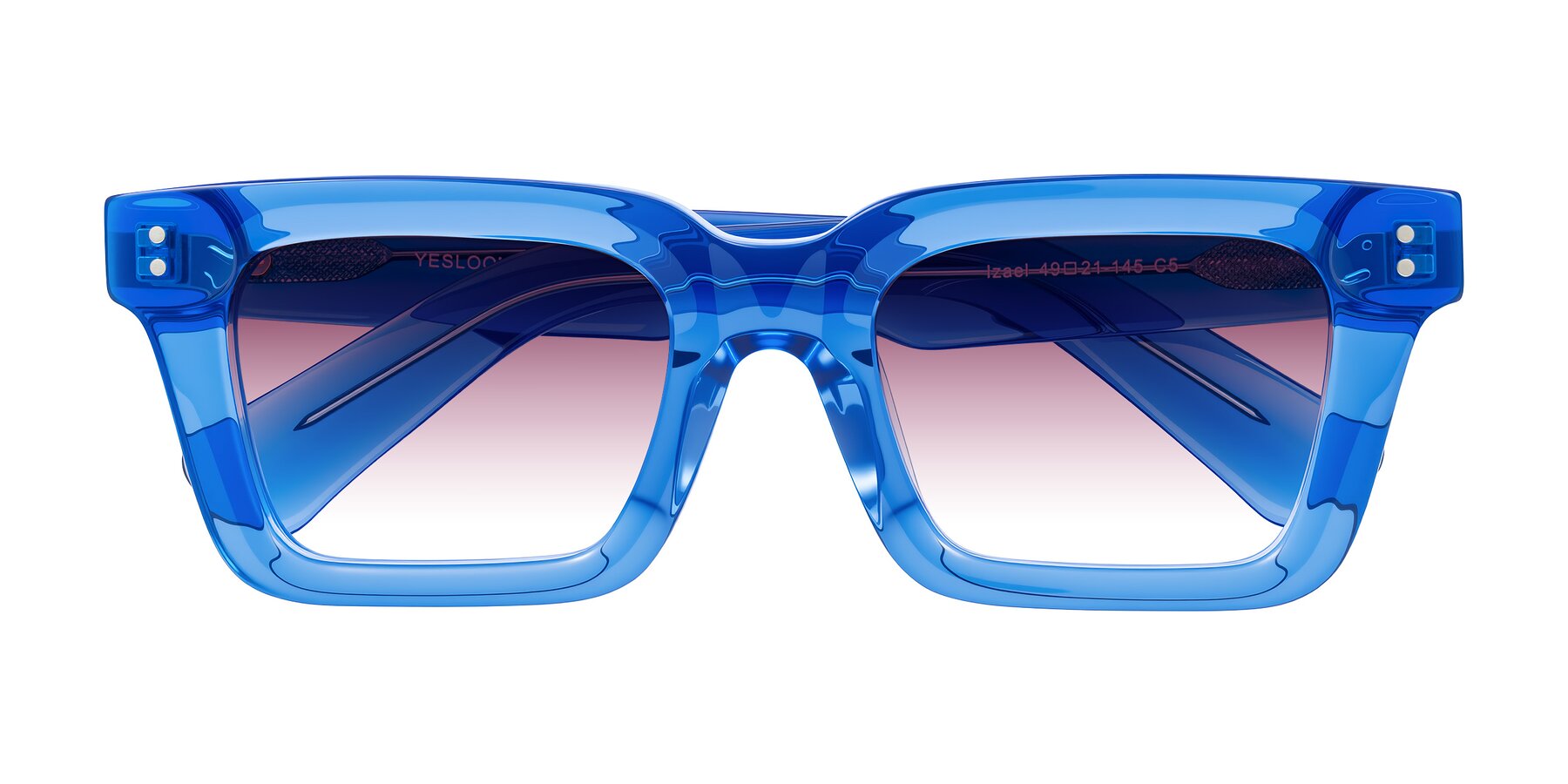 Folded Front of Izael in Transparent Blue with Wine Gradient Lenses