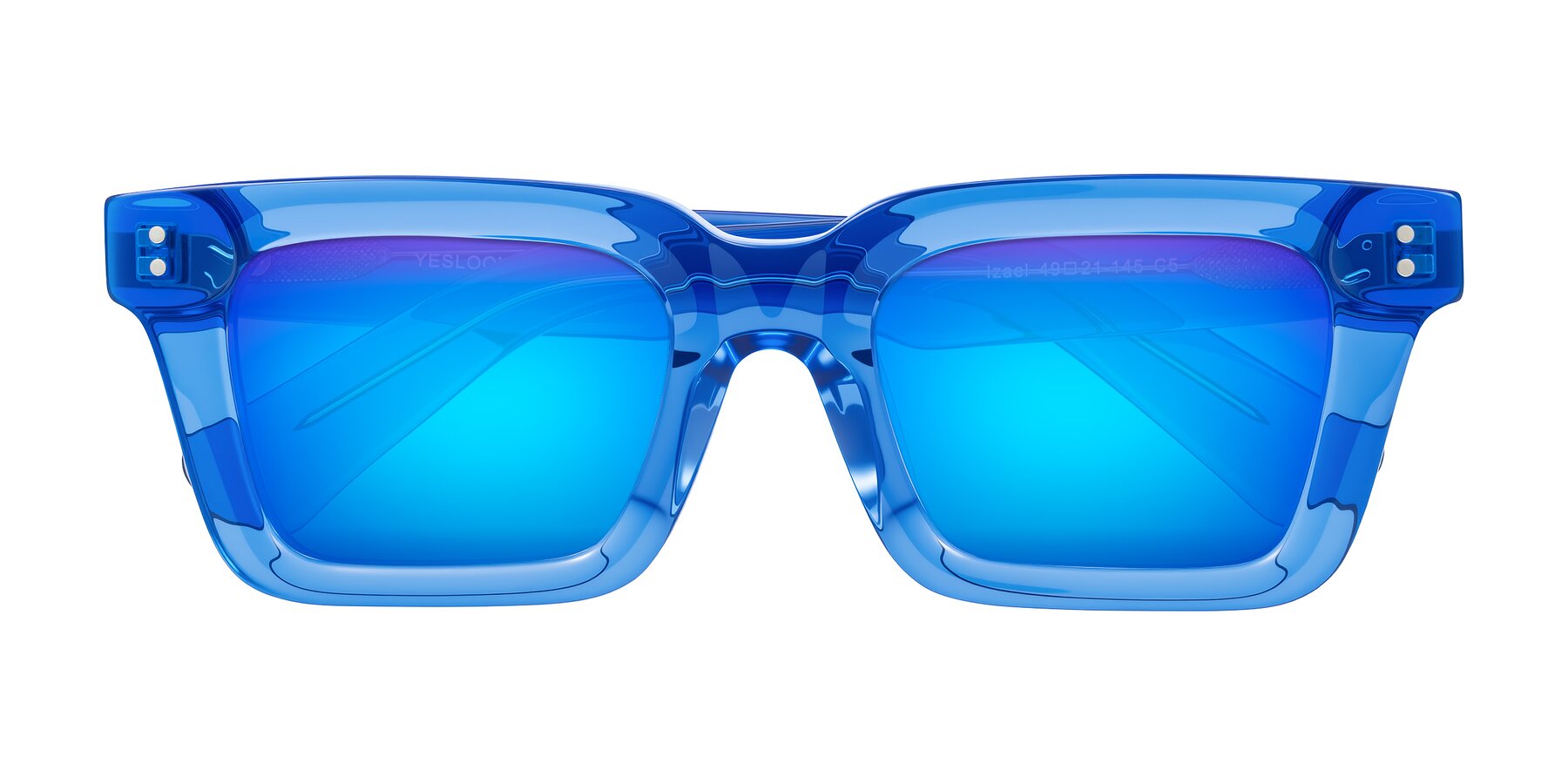 Folded Front of Izael in Transparent Blue with Blue Mirrored Lenses