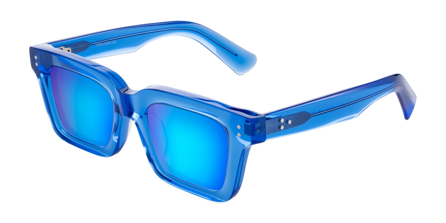 Angle of Izael in Transparent Blue with Blue Mirrored Lenses