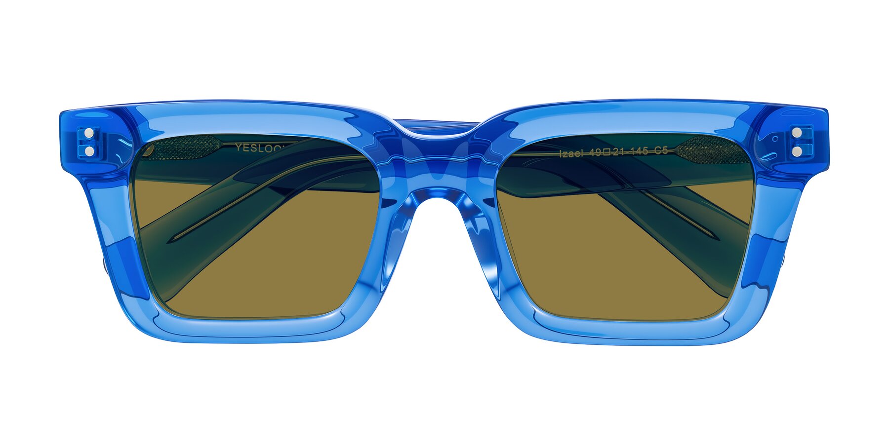 Folded Front of Izael in Transparent Blue with Brown Polarized Lenses