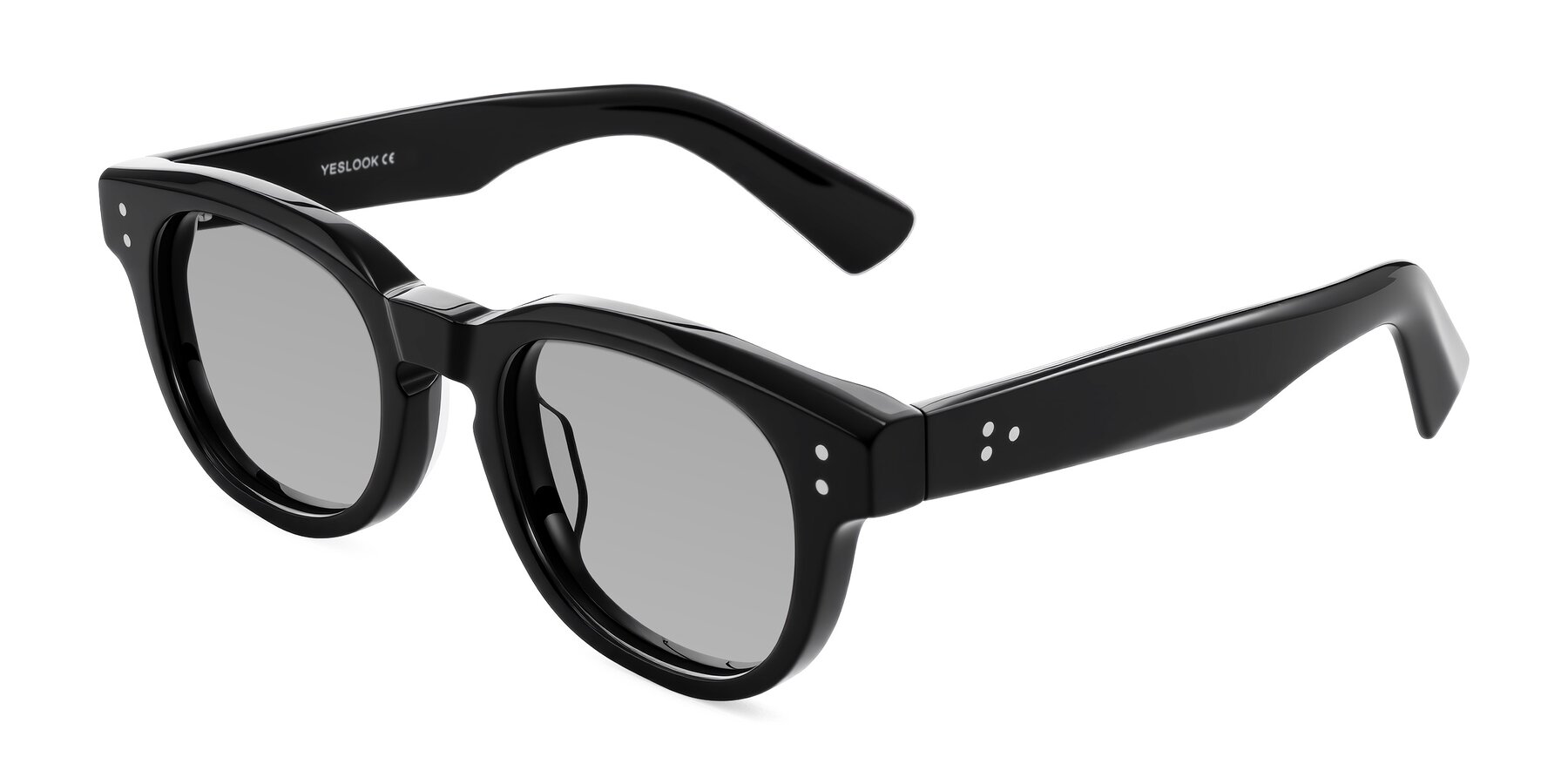 Angle of Jasiri in Black with Light Gray Tinted Lenses